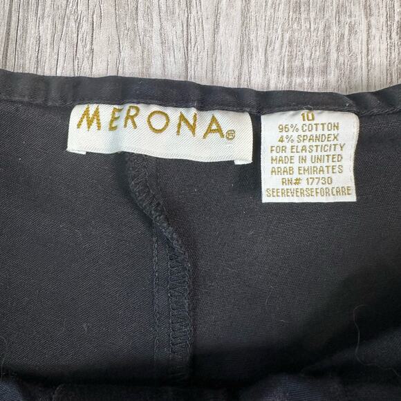Merona Capri Pant WMNS Size 10 Black High Rise Straight Legs Cotton Blend Casual - Picture 2 of 3
